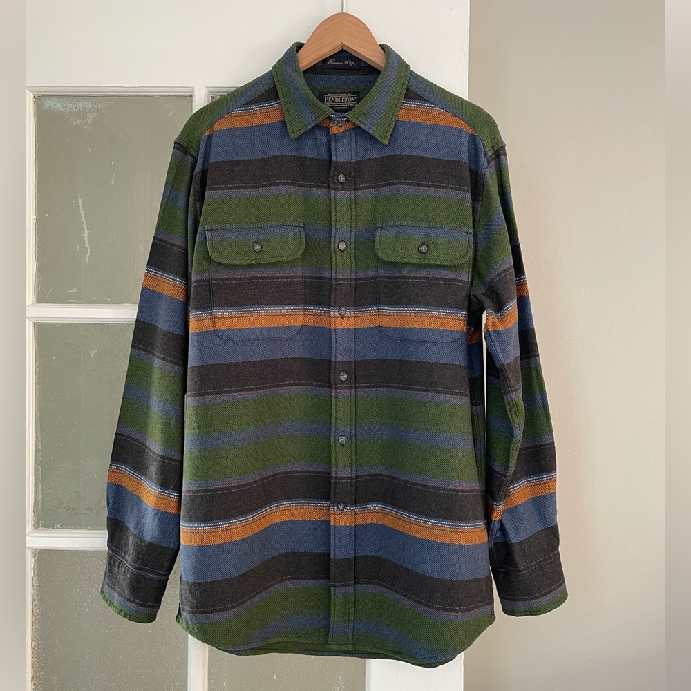 Pendleton 100% Cotton Woven Blanket Stripe Button Down